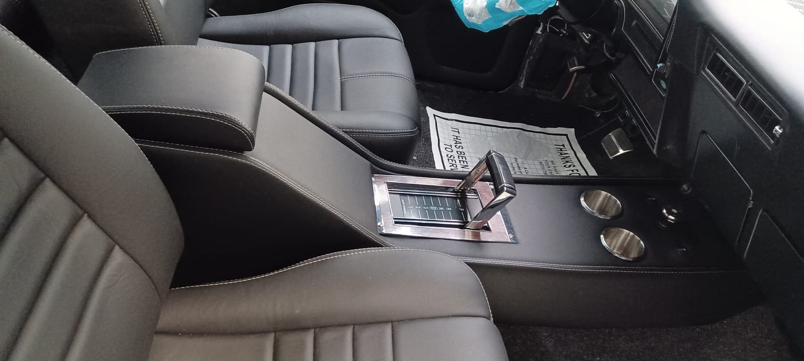 Custom upholstered center console fabrication for a truck, Escondido car audio