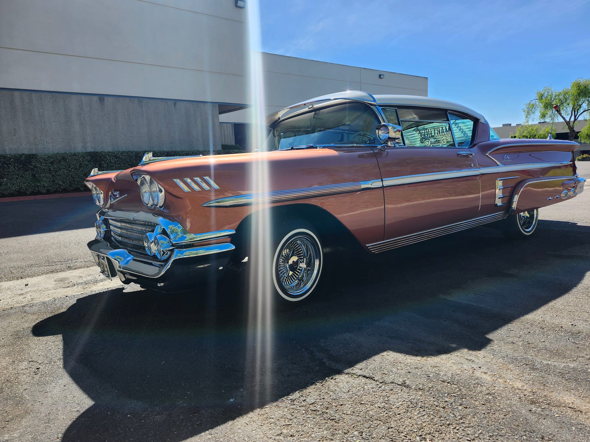 Custom copper metal-flake classic Chevy Impala lowrider build, Escondido car audio